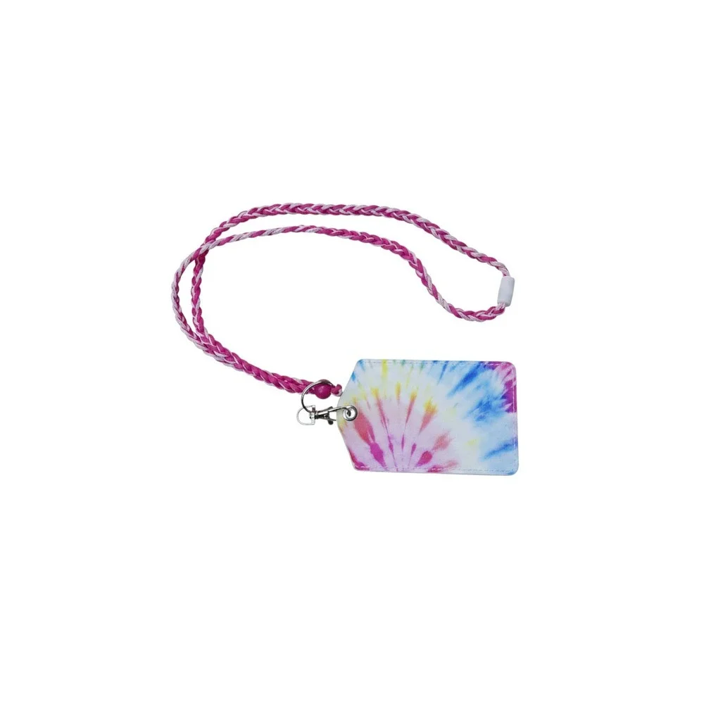 Claire's ID Holder Lanyard Girls OS Multi Color New Tie Dye Braided Cord